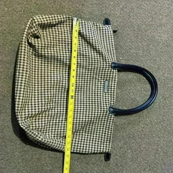 Longaberger Brown Checkered Weekender / Overnight Tote Bag - Picture 5 of 9